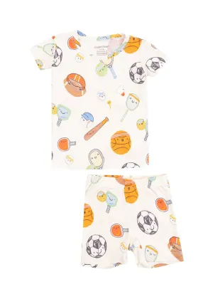 2-Piece Pajama Shorts Set - Sports Ball Friends