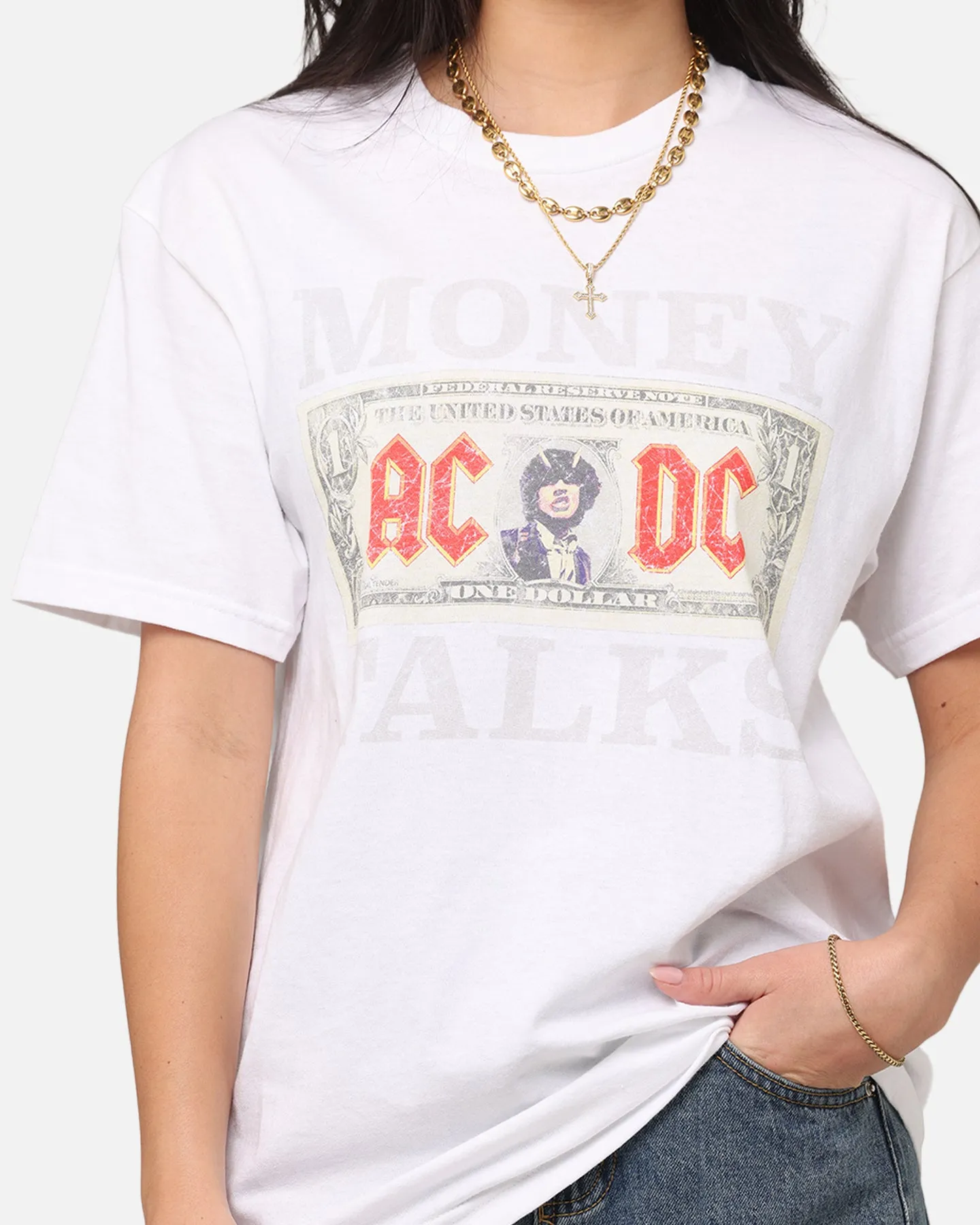 AC/DC Money Talks T-Shirt Vintage White