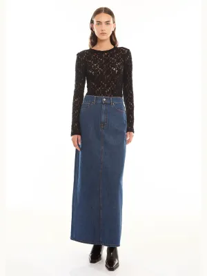Black Lace Crew Neck Blouse