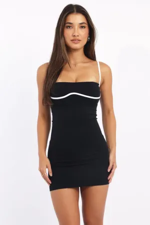 Black Mini Dress Sleeveless Binding Seamless