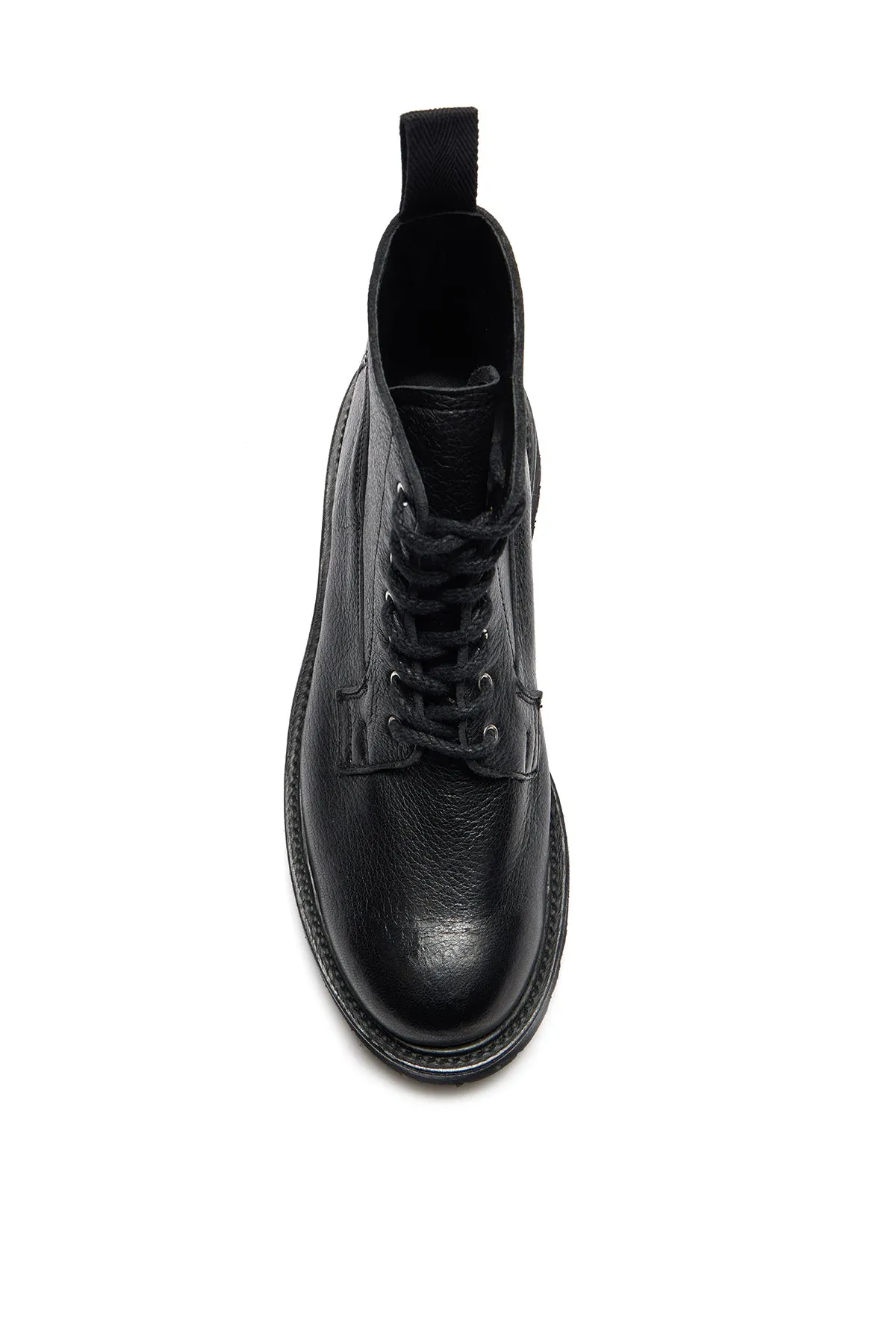 Camilla Derby Boot in Black Textured Leather
