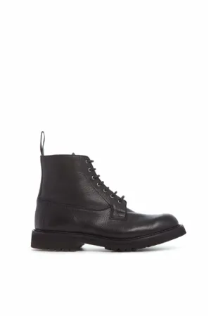 Camilla Derby Boot in Black Textured Leather