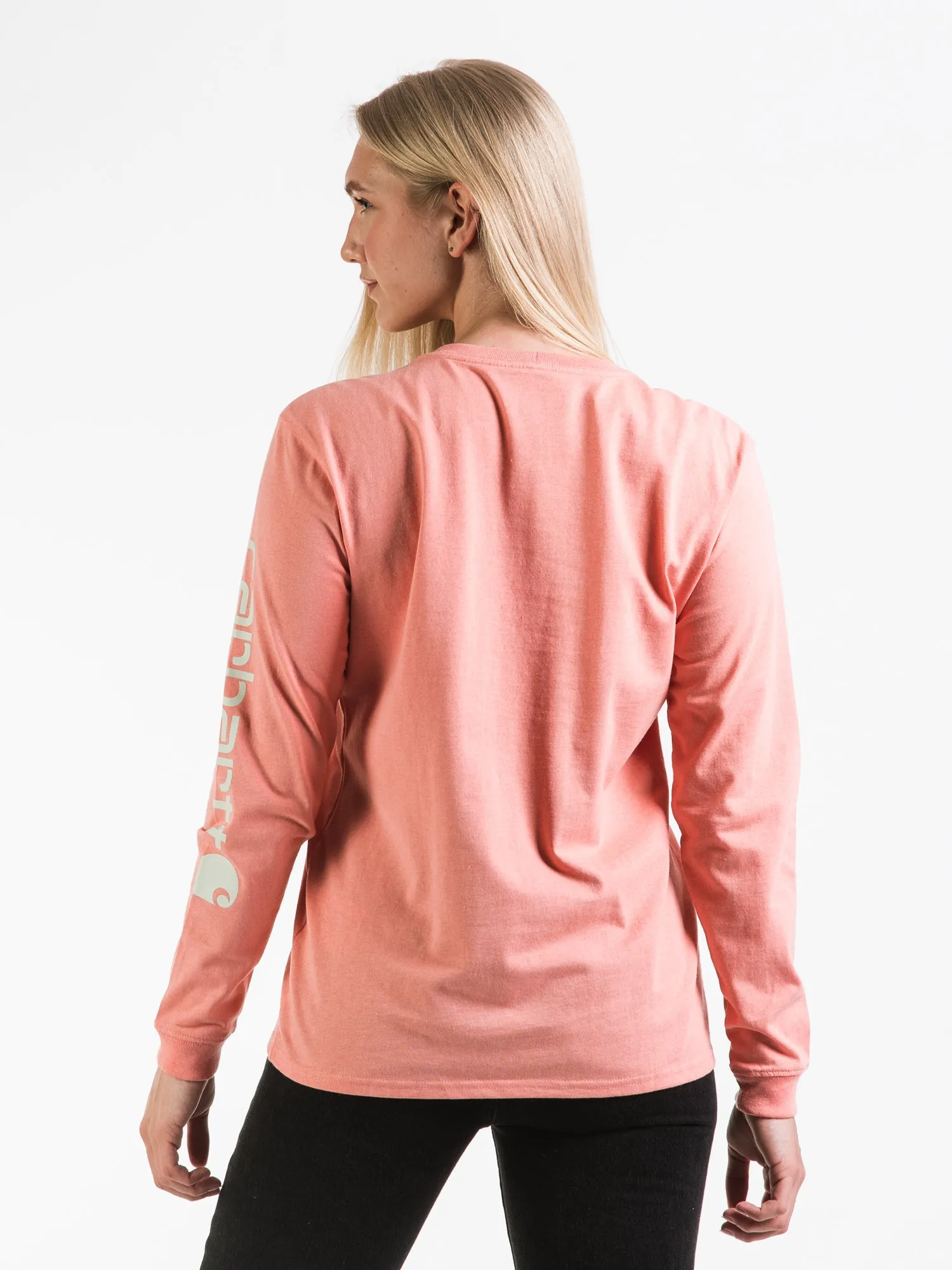 CARHARTT LOOSE FIT HEAVY WEIGHT LOGO LONG SLEEVE TEE HIBISCUS - CLEARANCE