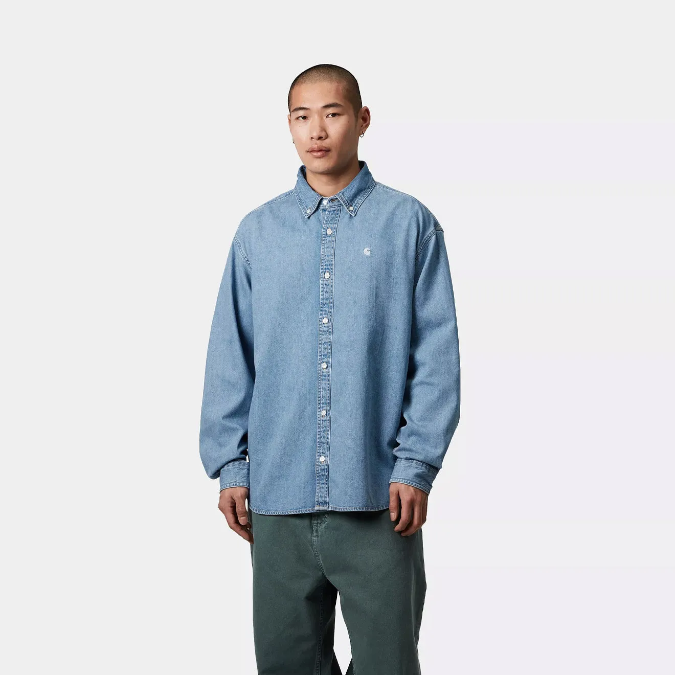 Carhartt WIP L/S Lucas Shirt Blue Bleached