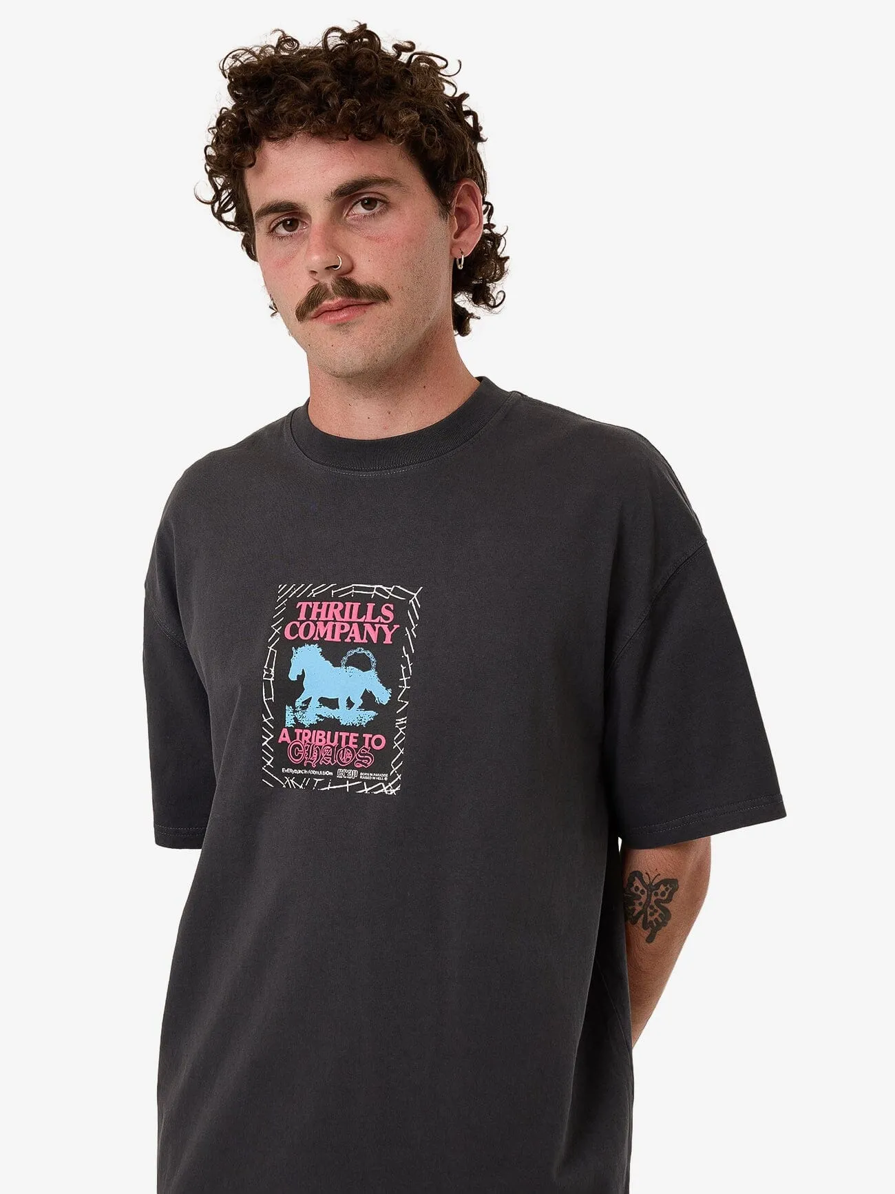 Chain Of Formation Box Fit Oversize Tee - Dark Charcoal