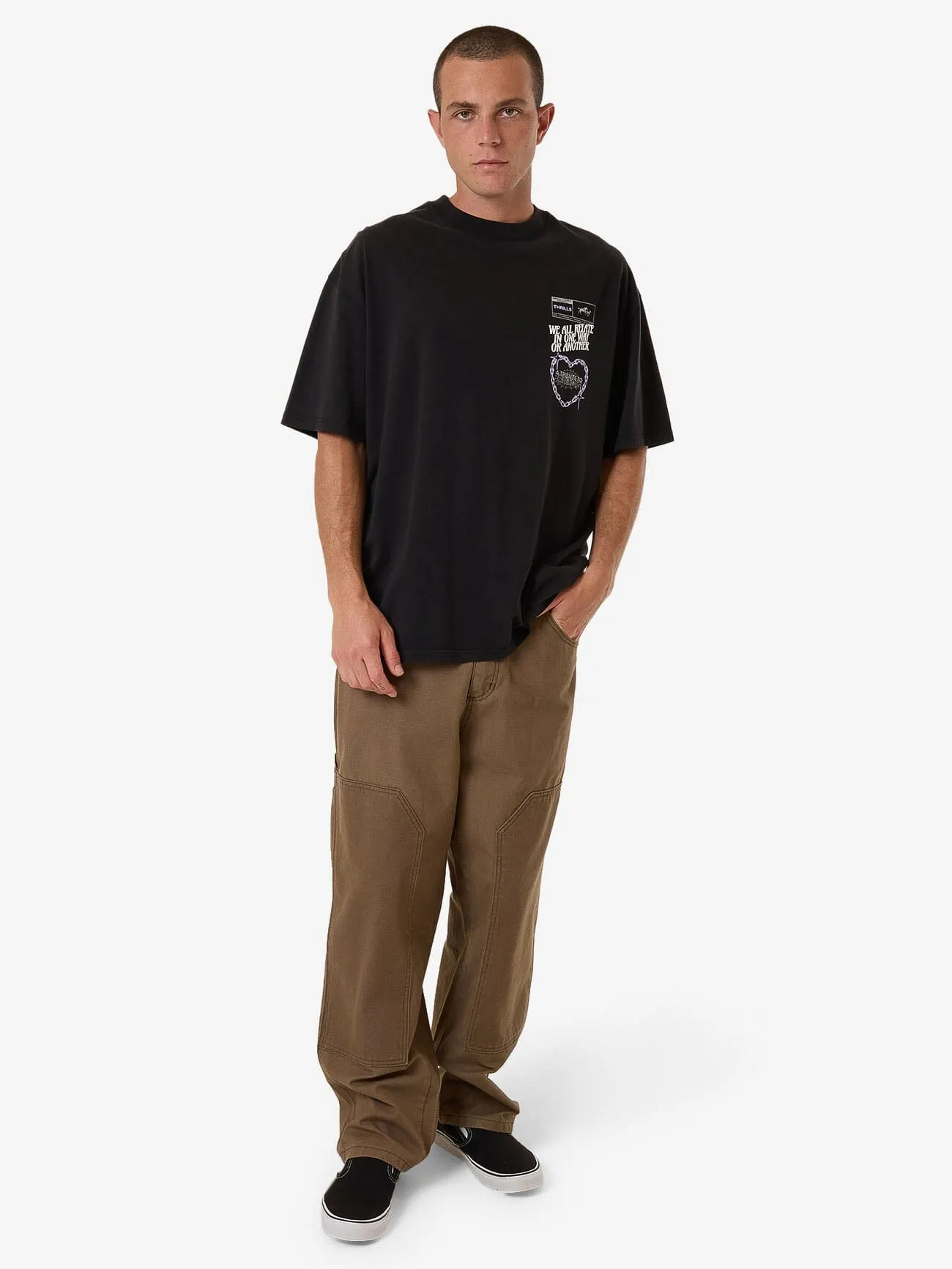 Chain Reaction Box Fit Oversize Tee - Faded Black