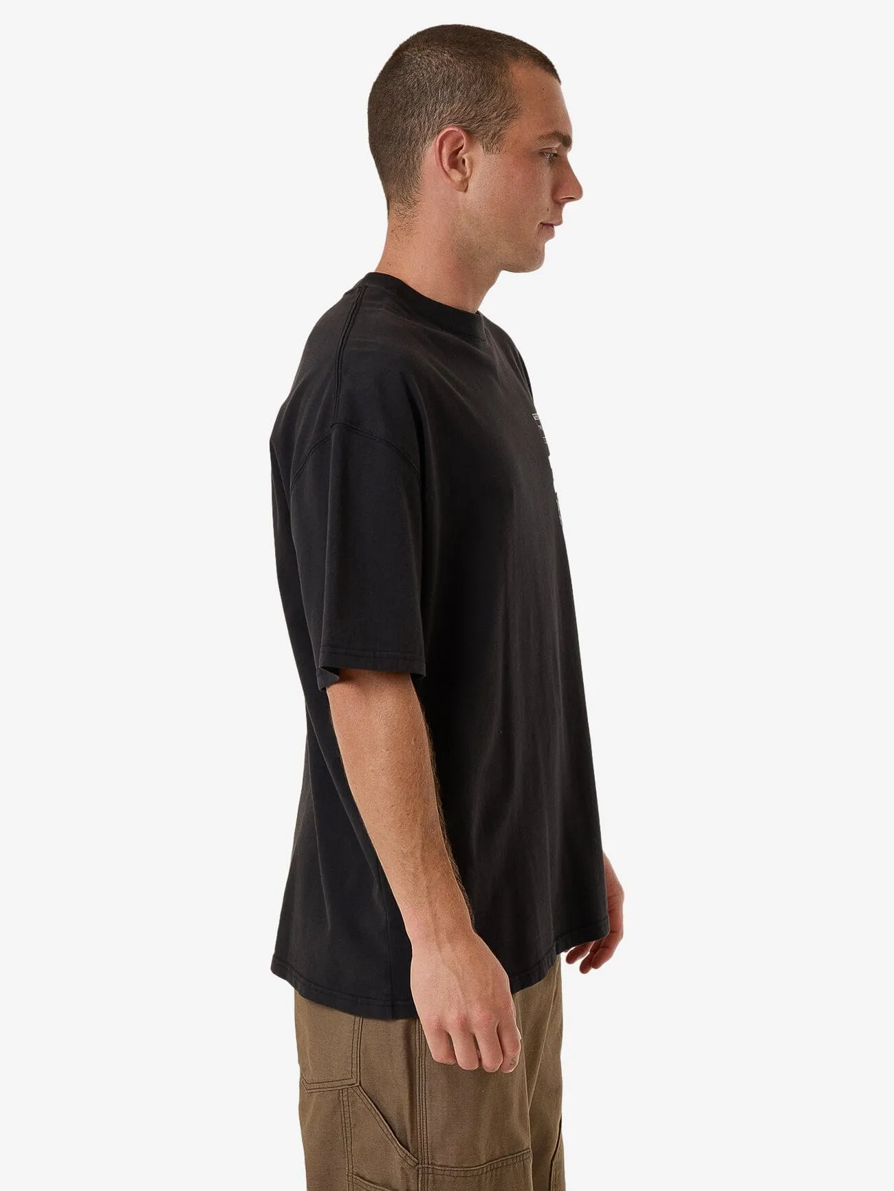 Chain Reaction Box Fit Oversize Tee - Faded Black