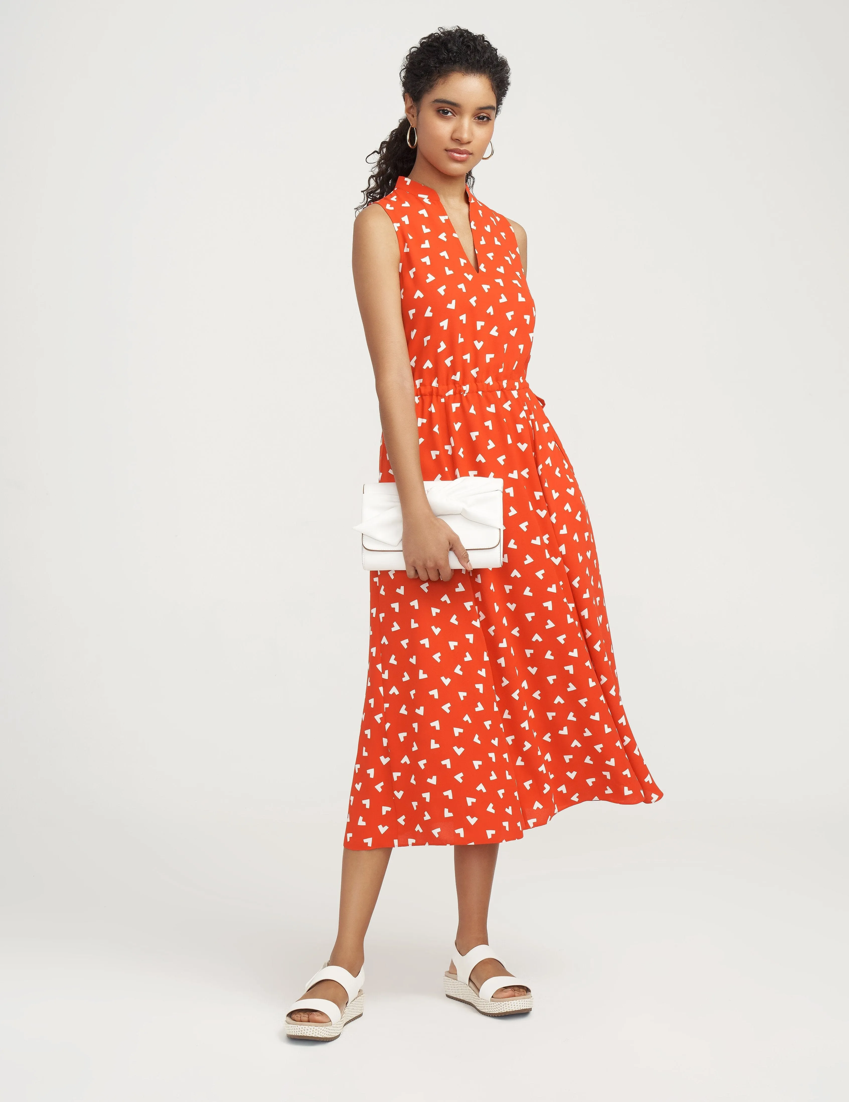 Charleston Print Drawstring Midi Dress- Sale