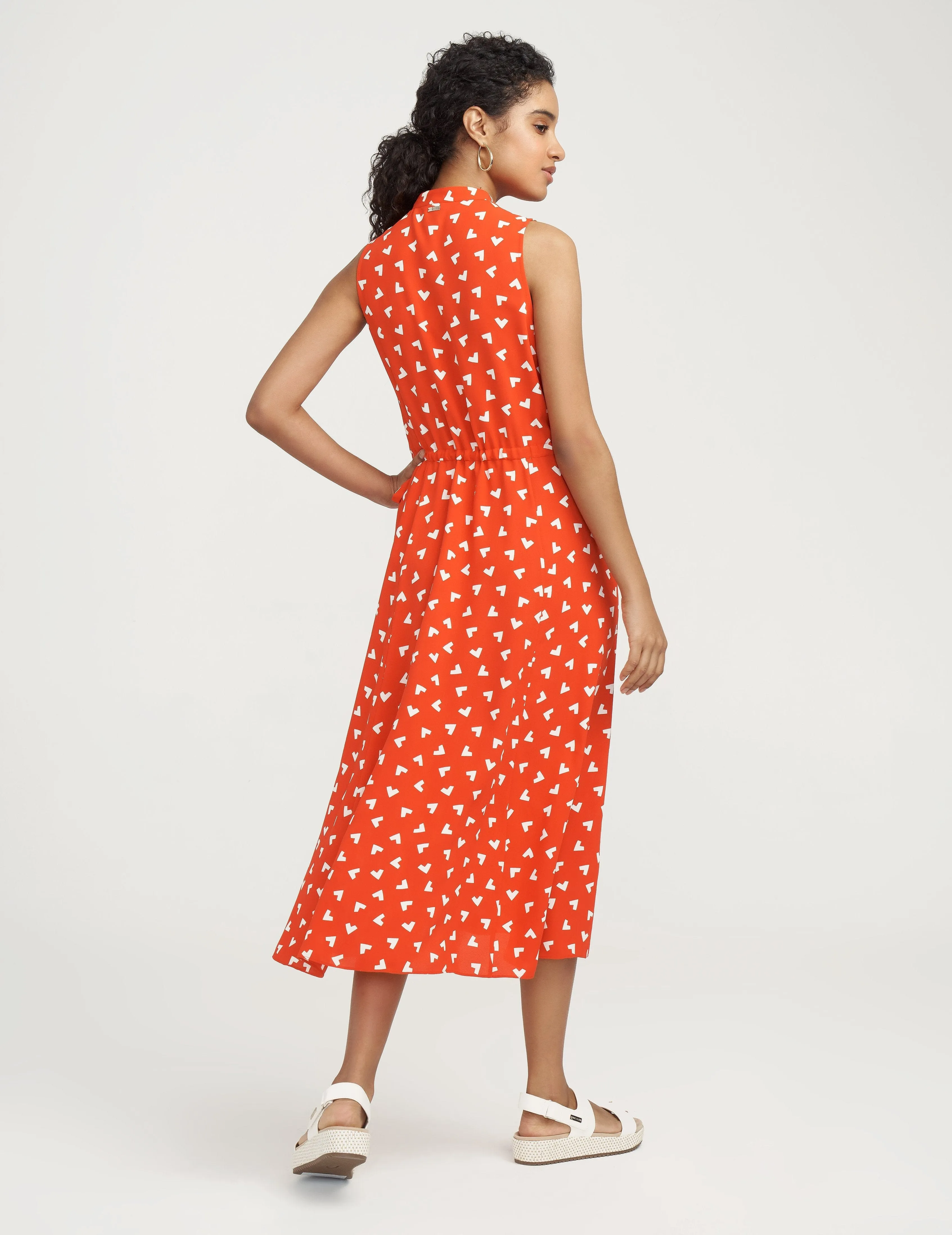 Charleston Print Drawstring Midi Dress- Sale