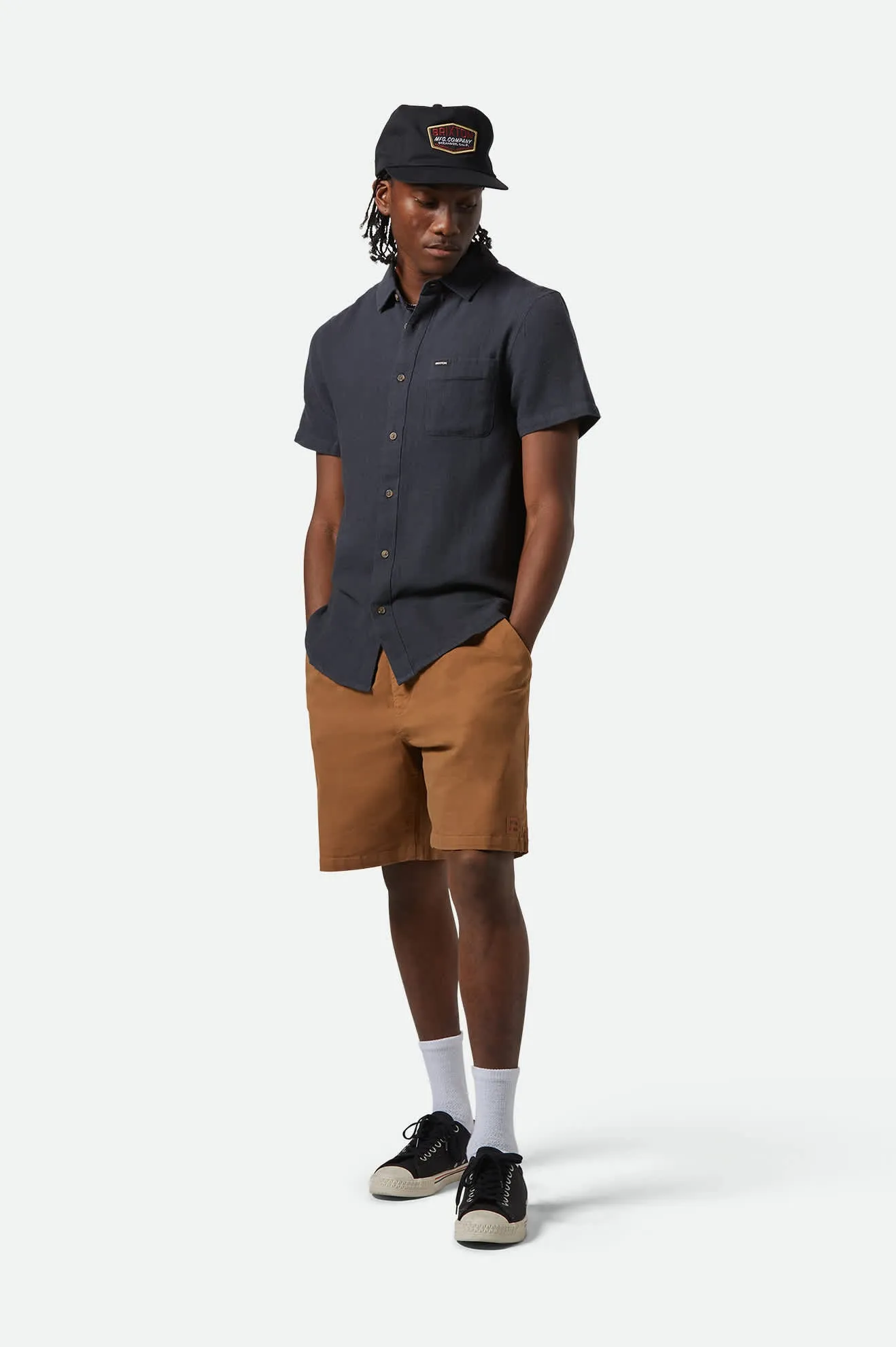 Charter Organic Cotton Linen Blend S/S Shirt - Washed Black