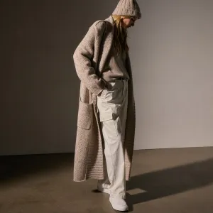 Chunky Knit Cashmere Marl Cardigan - Stone Marl