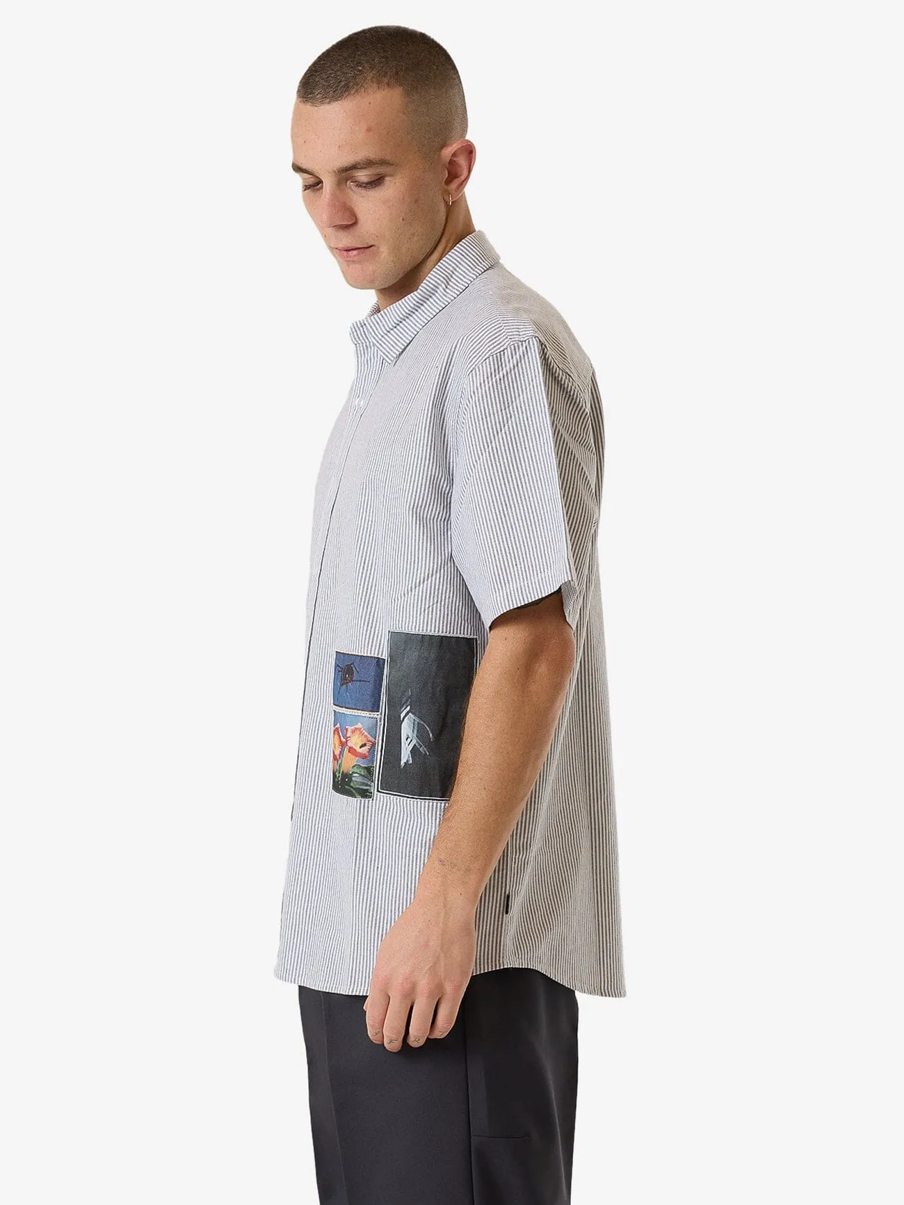 Come & Believe Short Sleeve Shirt - Jasper Green Stripe