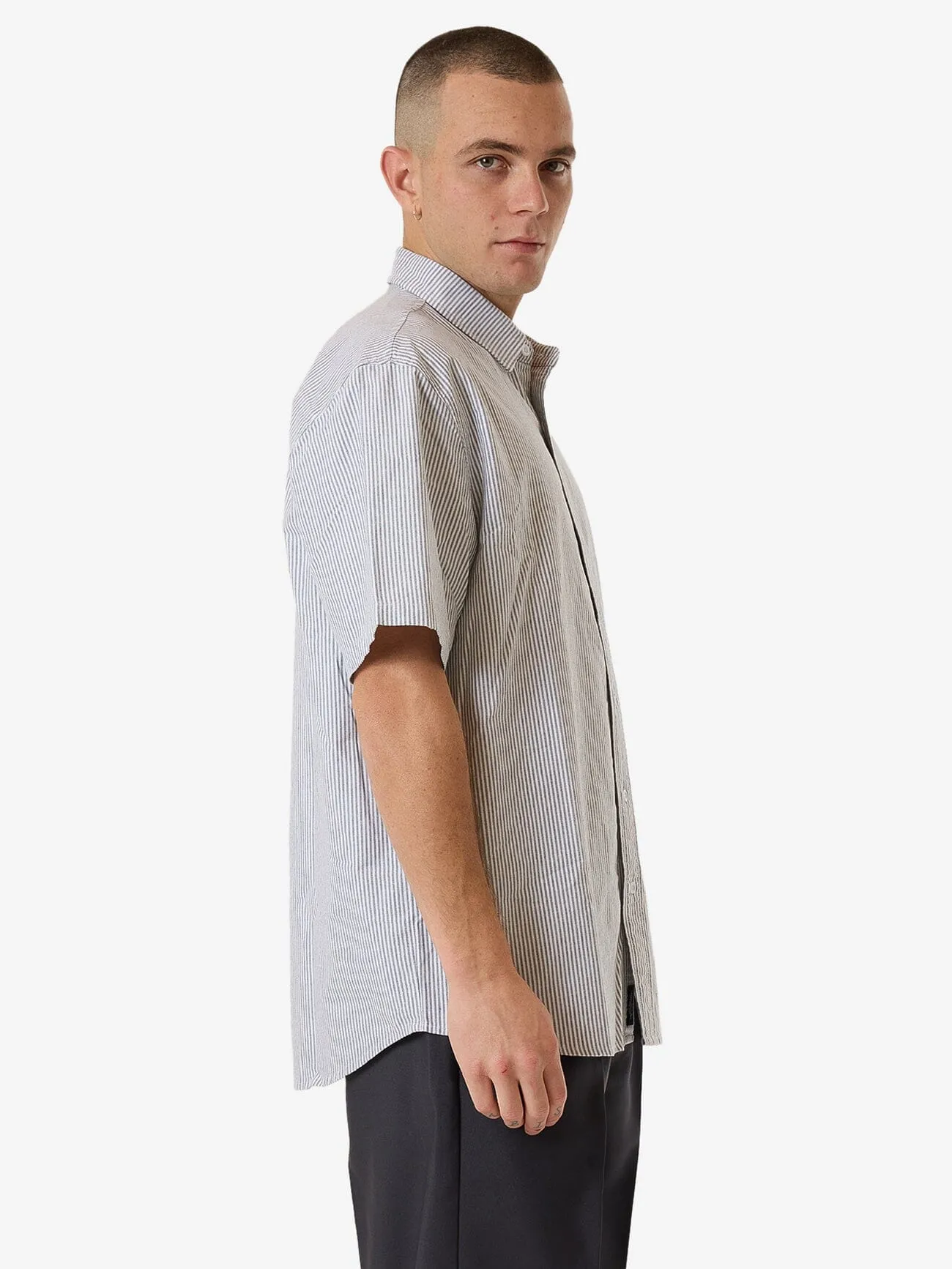 Come & Believe Short Sleeve Shirt - Jasper Green Stripe