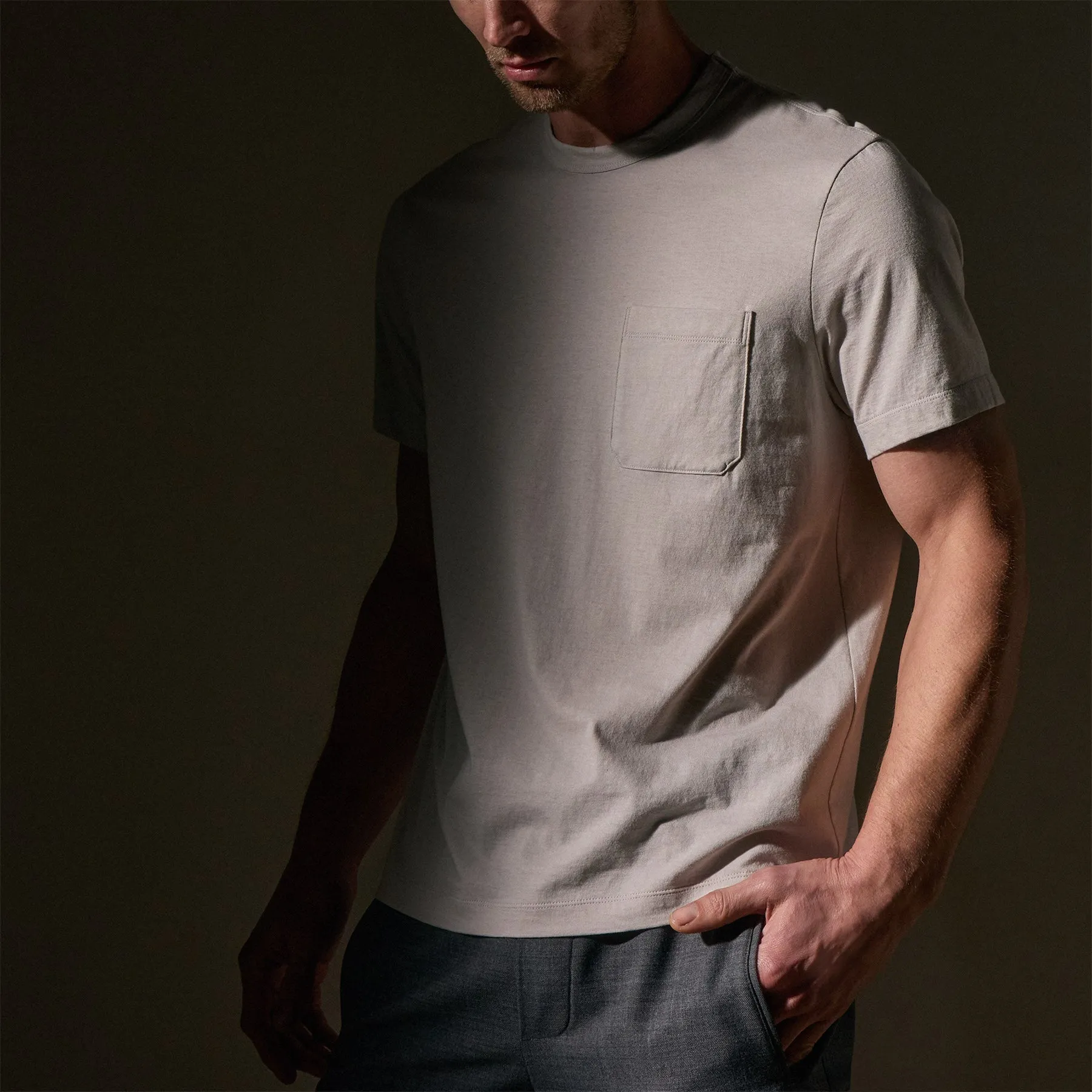 Cotton Linen Pocket Tee - Salt