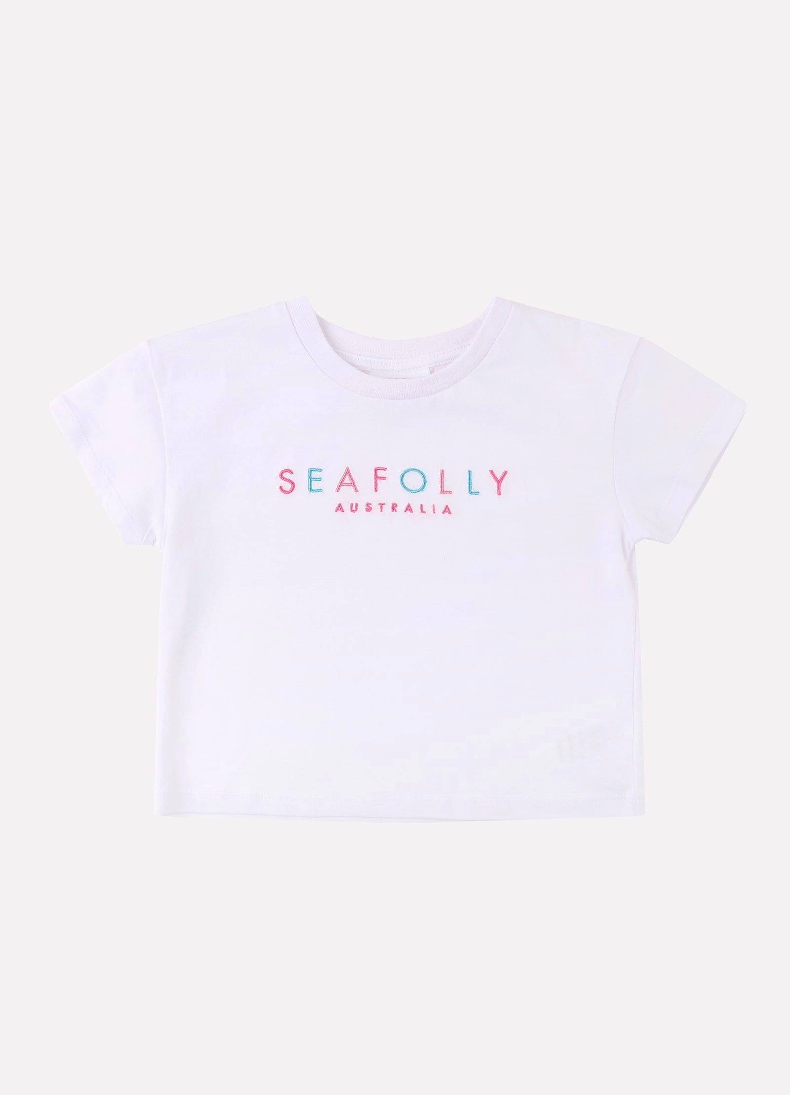 Cotton Emb Crop Tee - Brilliant White