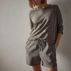 Crepe Jersey Oversized Long Sleeve Crew - River Rock