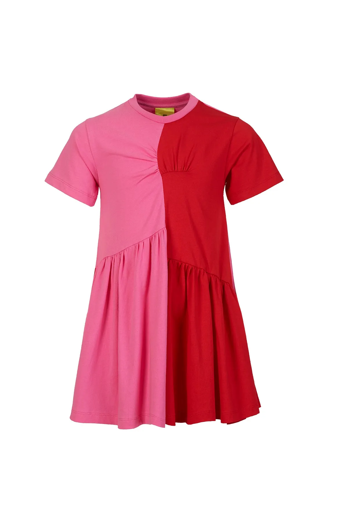 DUO COLOUR GATHERED JERSEY T-SHIRT DRESS