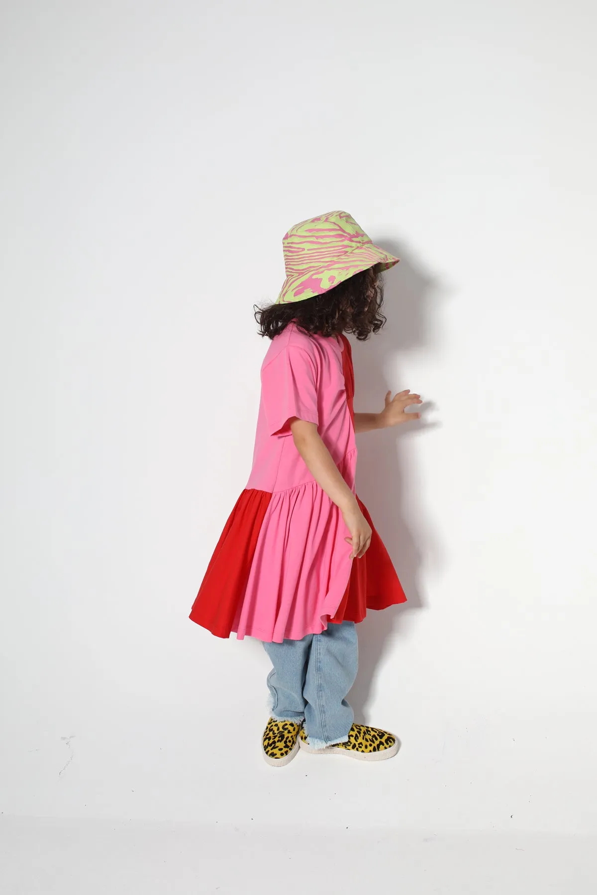 DUO COLOUR GATHERED JERSEY T-SHIRT DRESS