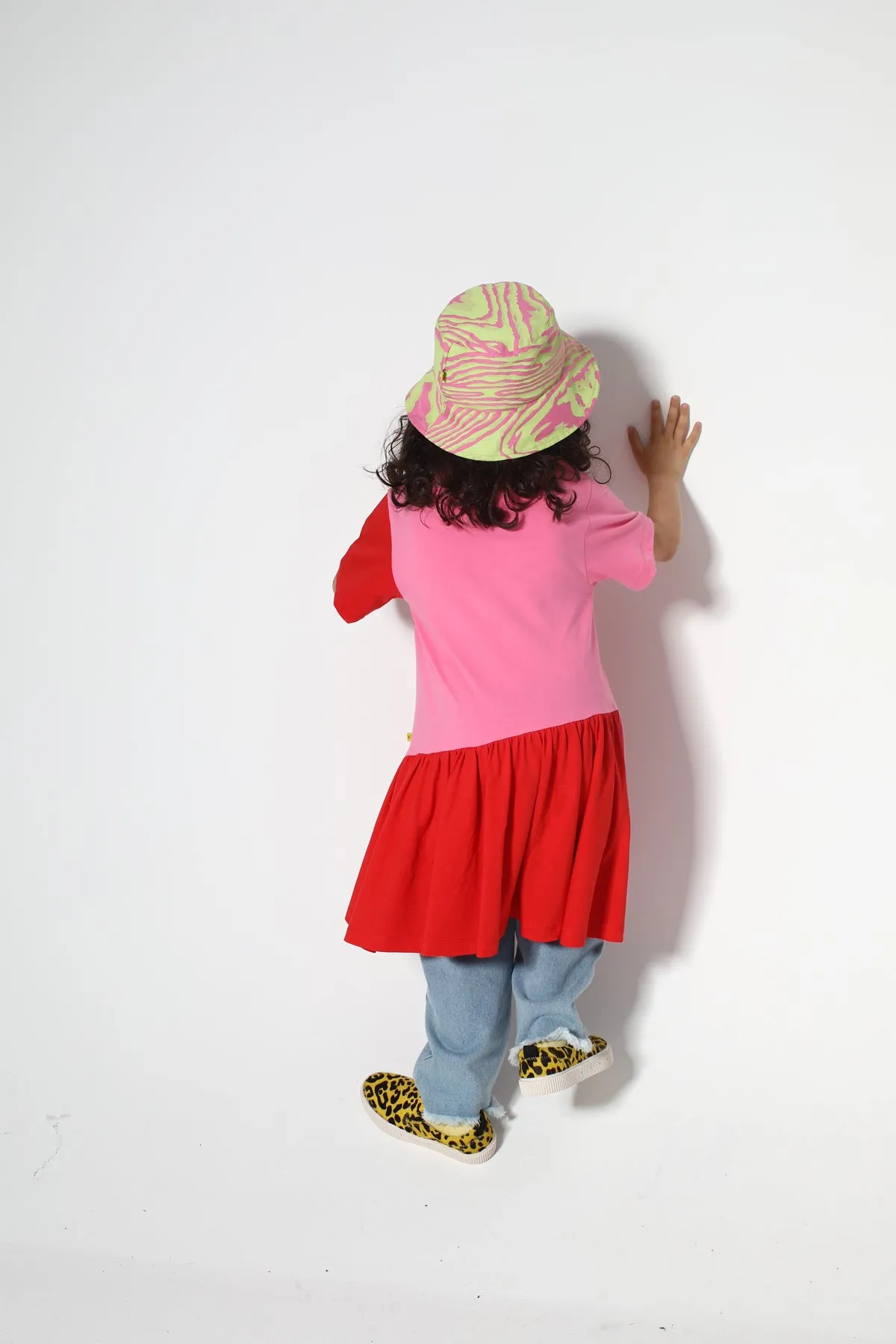 DUO COLOUR GATHERED JERSEY T-SHIRT DRESS