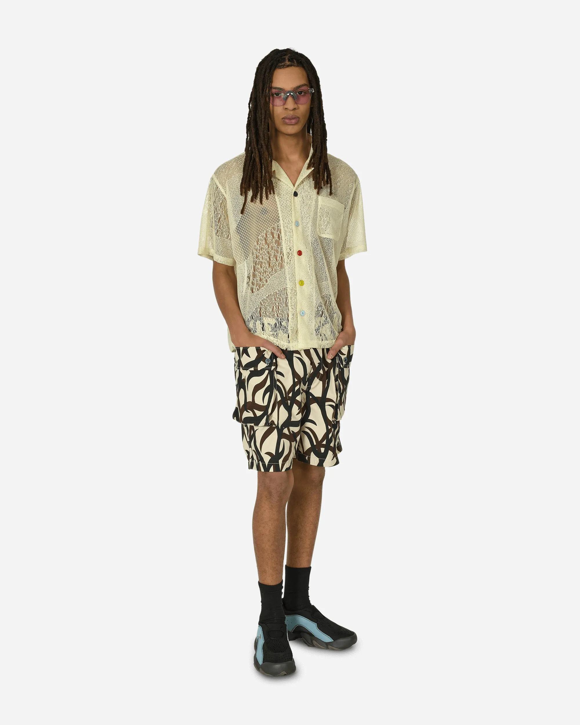 Engineered Mesh Button Shirt Natural