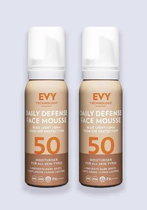 EVY Daily Defence Mousse SPF 50  75ml - 2 Pack Saver