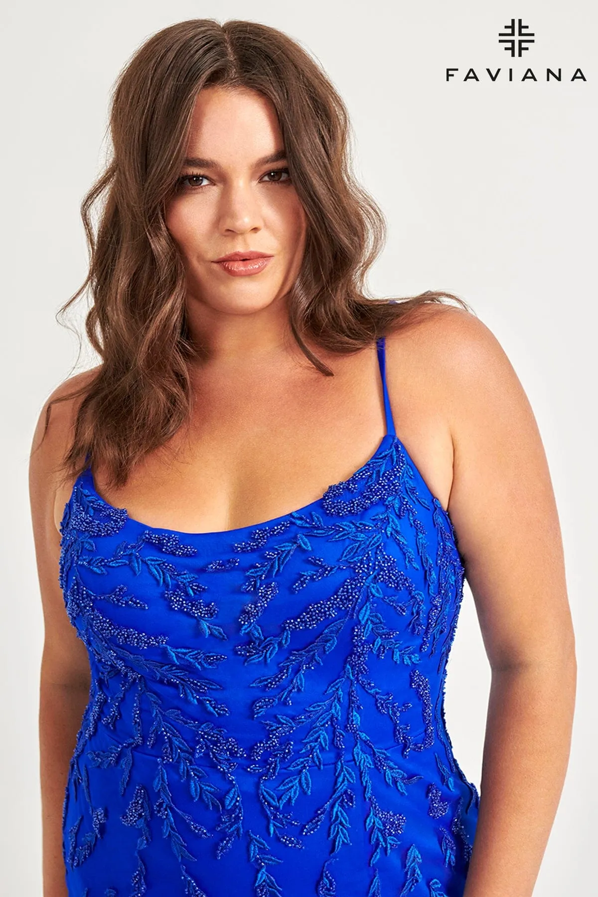 Faviana 9559 Long Prom Beaded Prom Lace Plus Size Dress