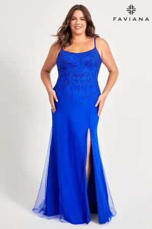 Faviana 9559 Long Prom Beaded Prom Lace Plus Size Dress