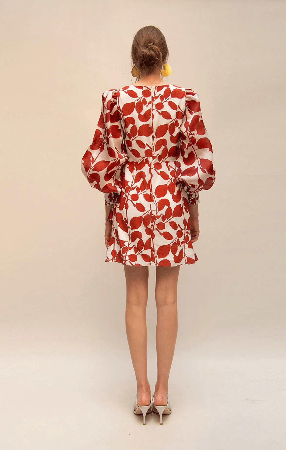 Floral Print Balloon Sleeves Mini Dress