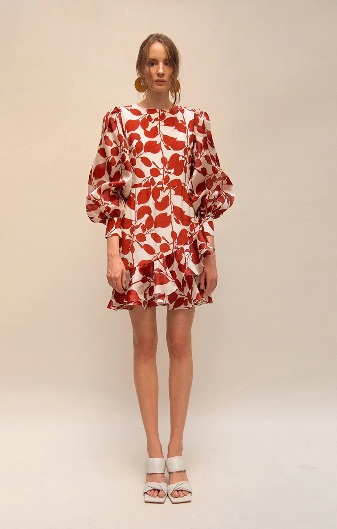 Floral Print Balloon Sleeves Mini Dress
