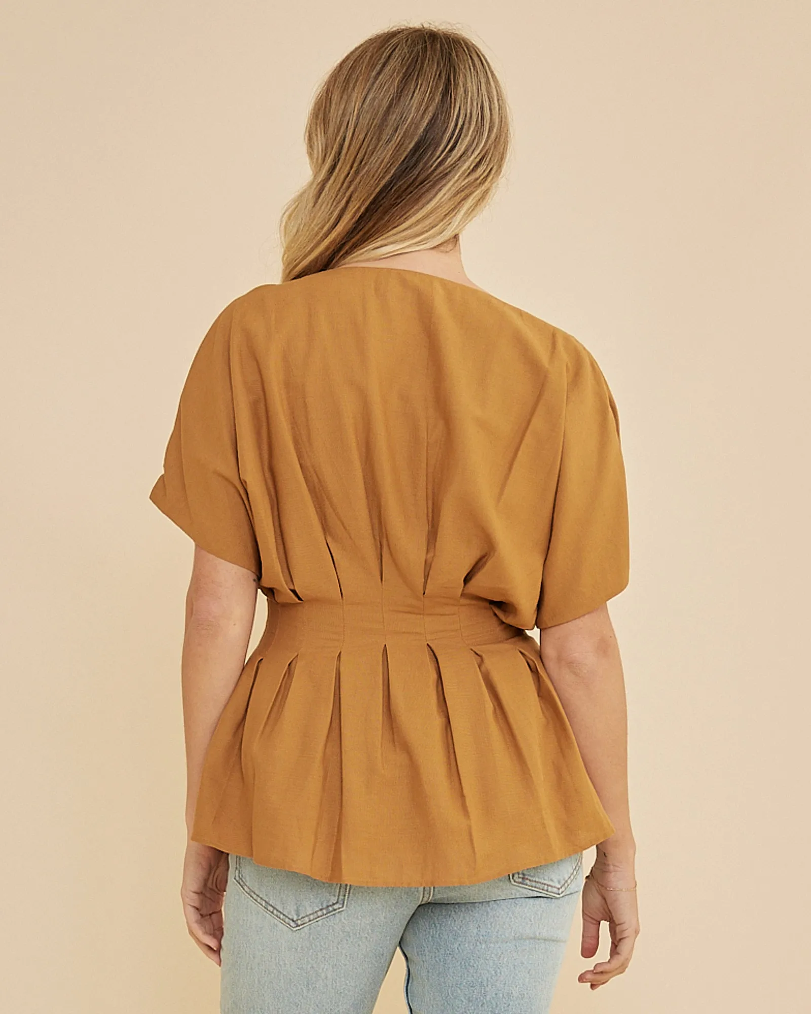 Francesca Pleated Top - Ochre