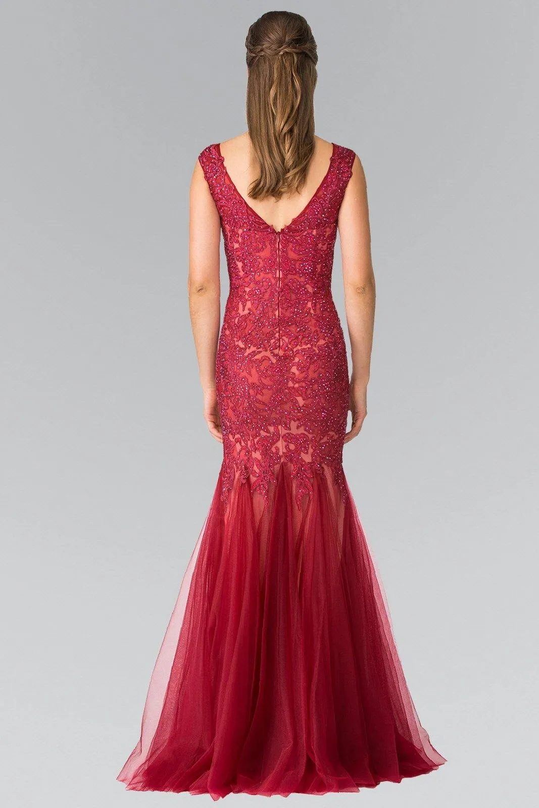 Full Embroidered Jersey Long Prom Dress