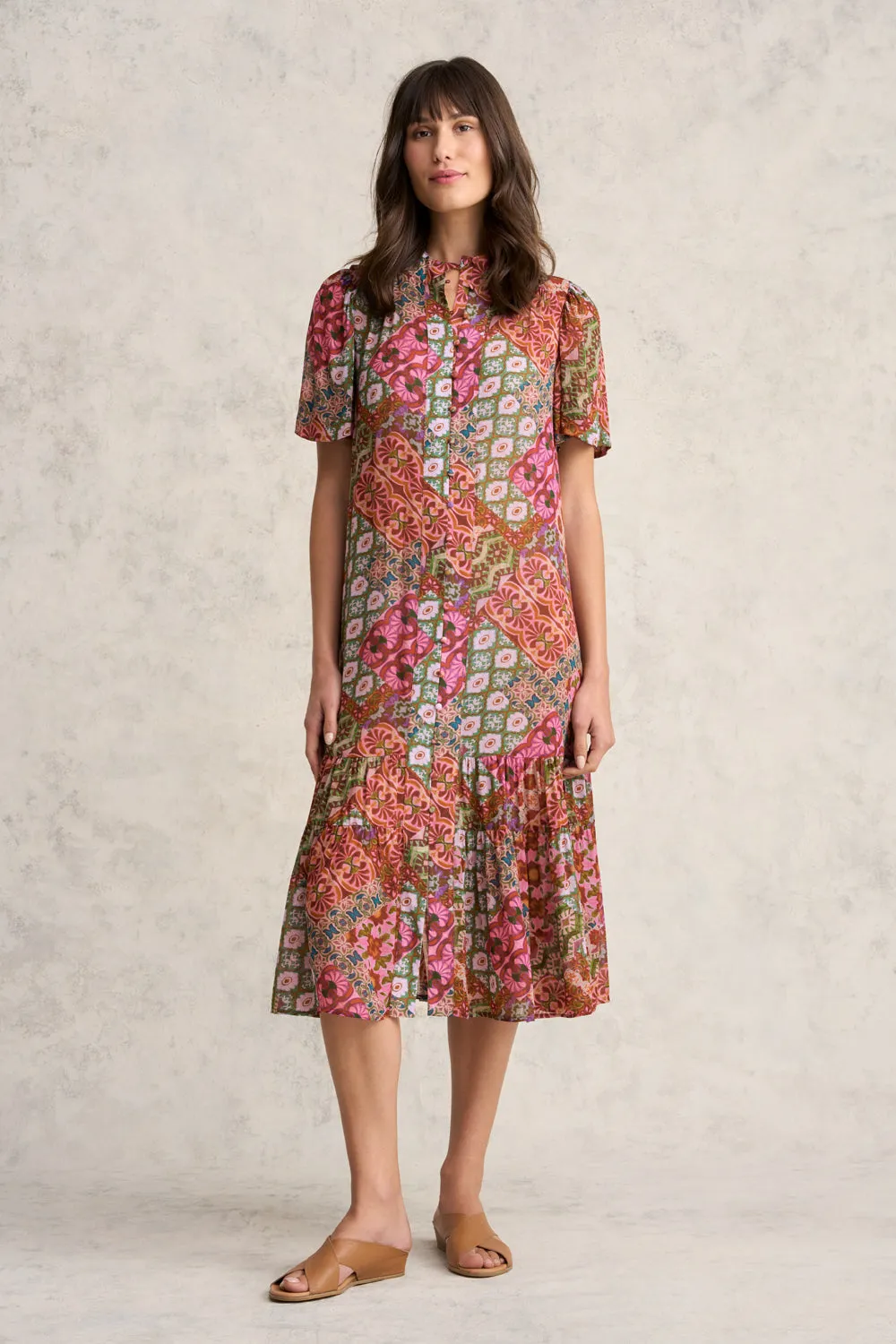 Georgette Flutter Sleeve Dress - Marrakesh Print