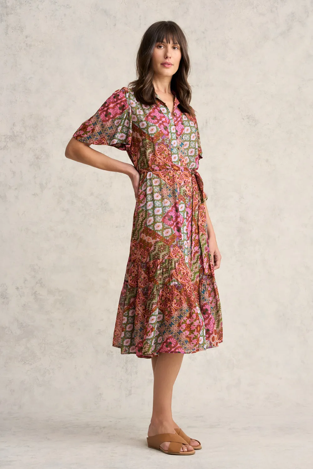 Georgette Flutter Sleeve Dress - Marrakesh Print