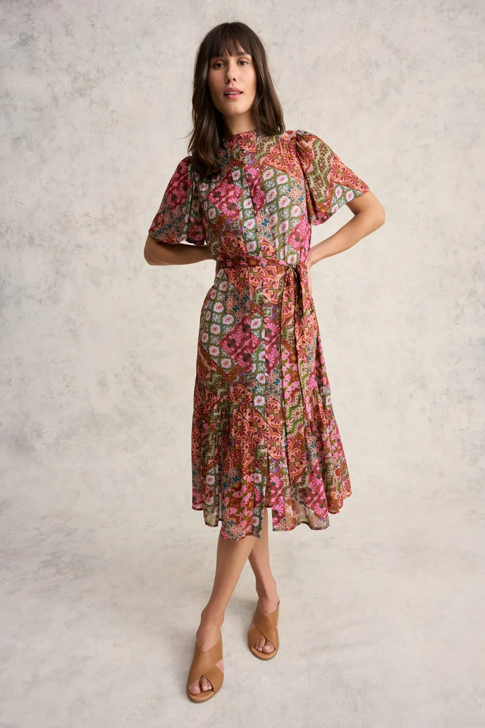 Georgette Flutter Sleeve Dress - Marrakesh Print