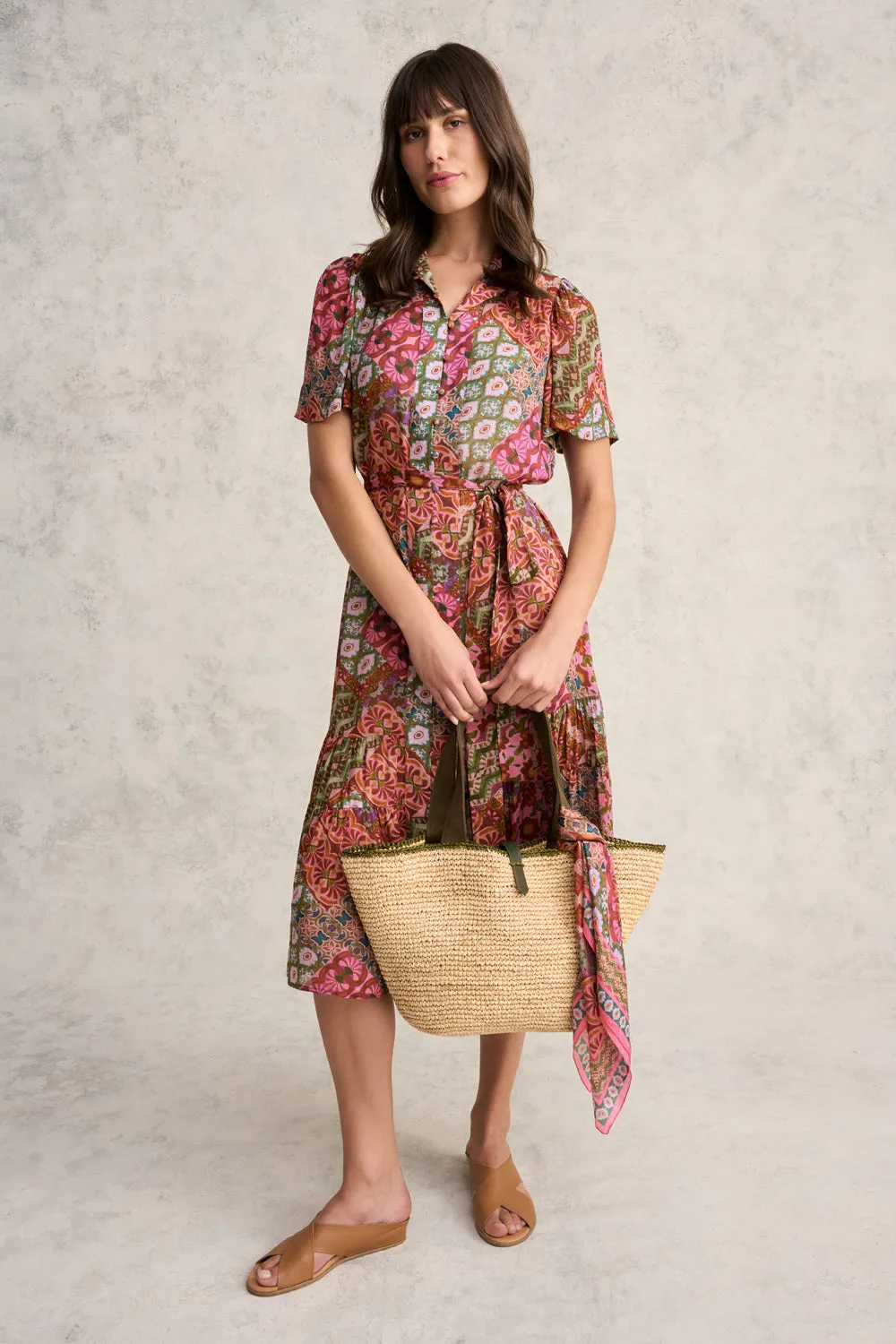 Georgette Flutter Sleeve Dress - Marrakesh Print