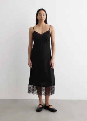 Graphic Slip Dress With Lace Trim