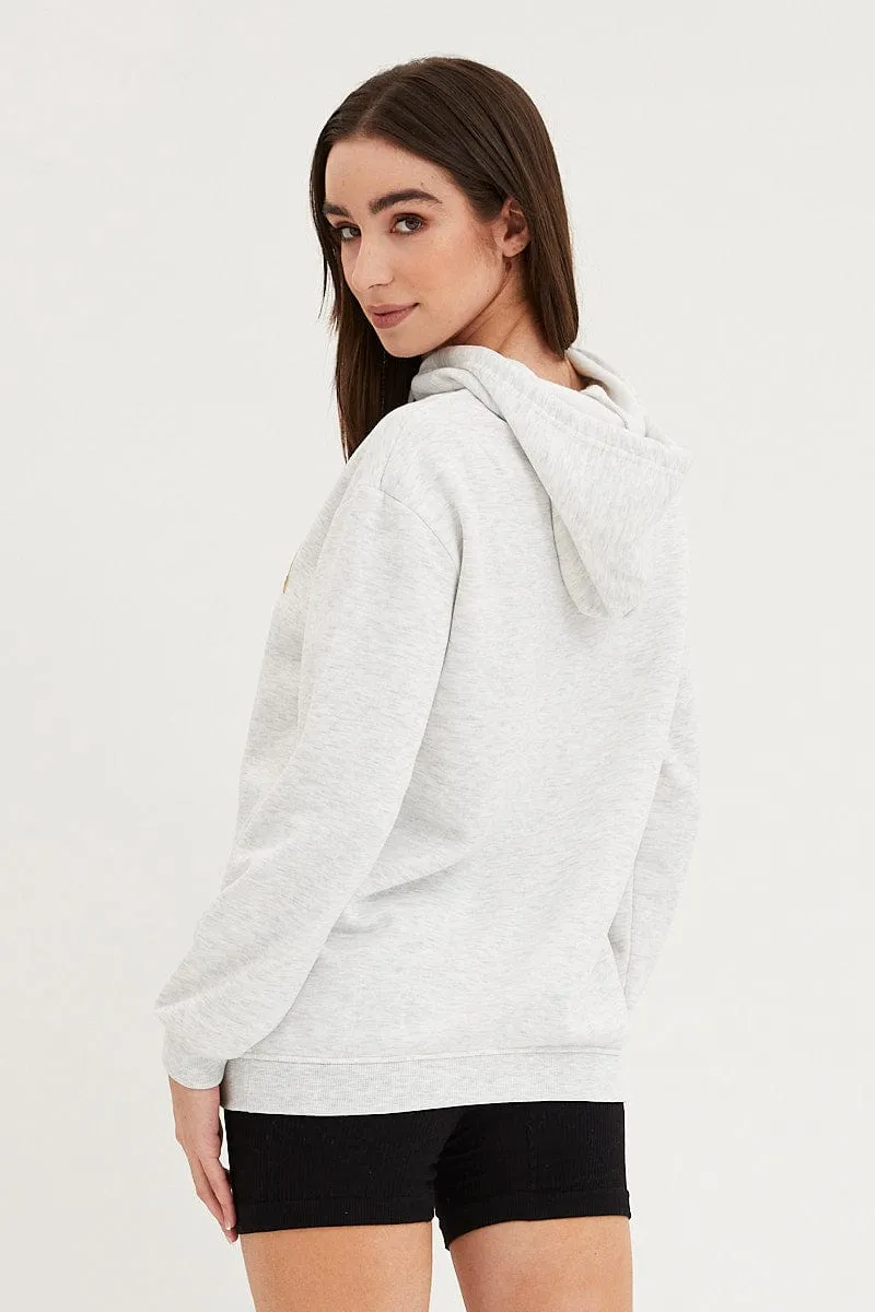 Grey Graphic Hoodie Sweater Long Sleeve