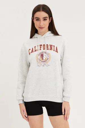 Grey Graphic Hoodie Sweater Long Sleeve