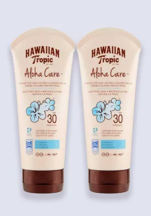 Hawaiian Tropic Aloha Care Protective Sun Lotion SPF 30 180ml 2 Pack Saver