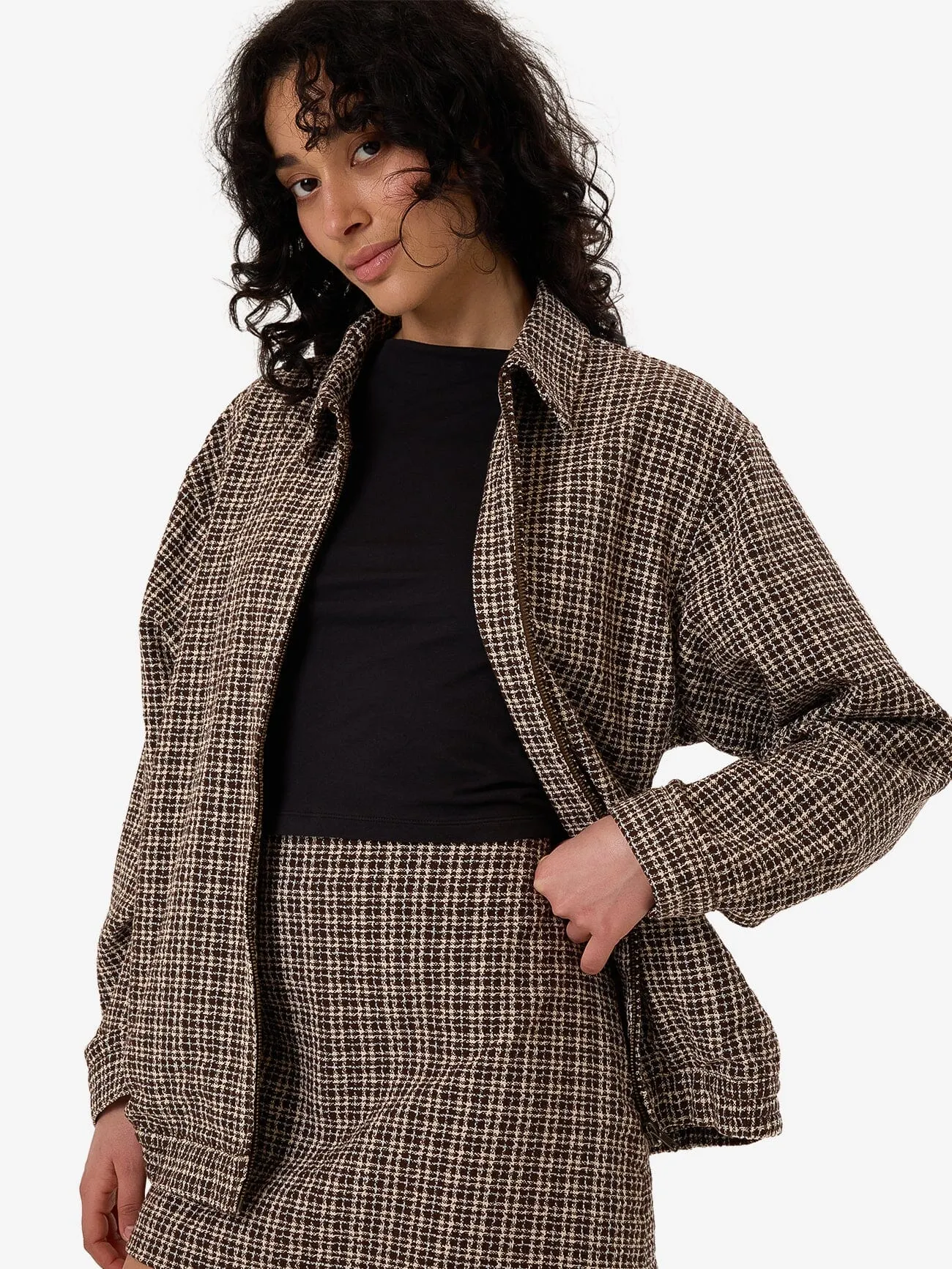 Hazed Harrington Jacket - Coffee