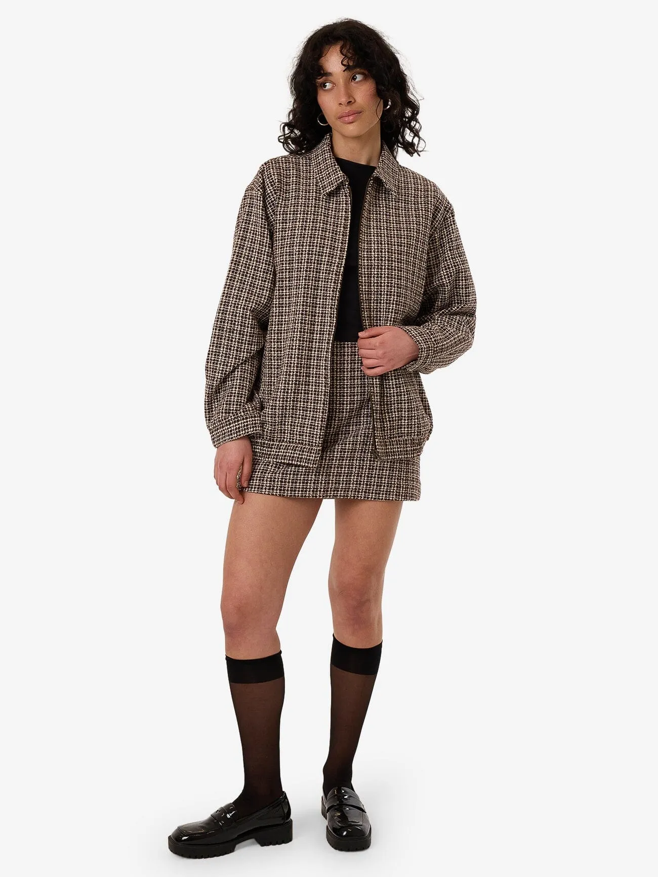 Hazed Harrington Jacket - Coffee