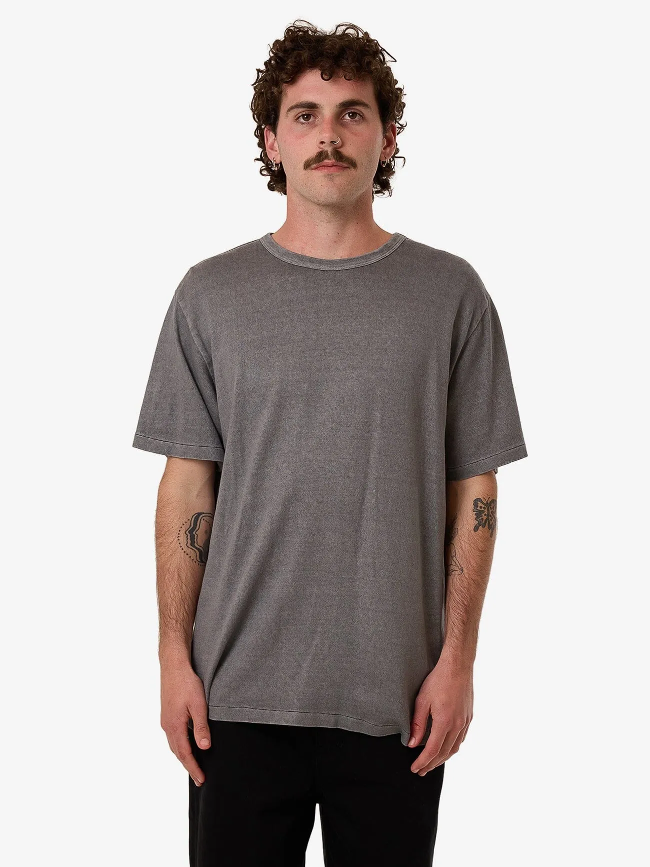 Hemp Thrills Embro Contrast Stitch Merch Fit Tee - Grey Ash