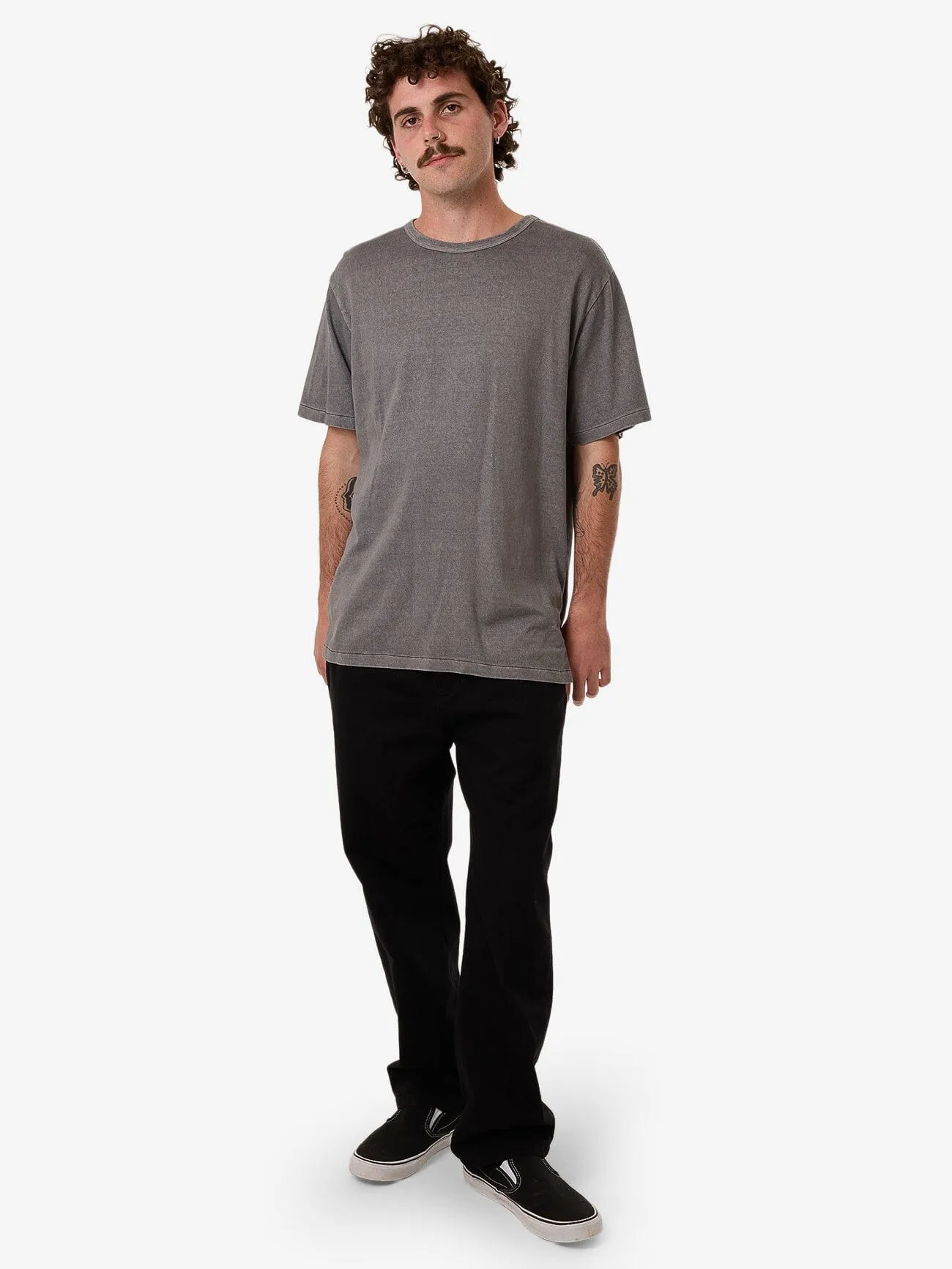 Hemp Thrills Embro Contrast Stitch Merch Fit Tee - Grey Ash