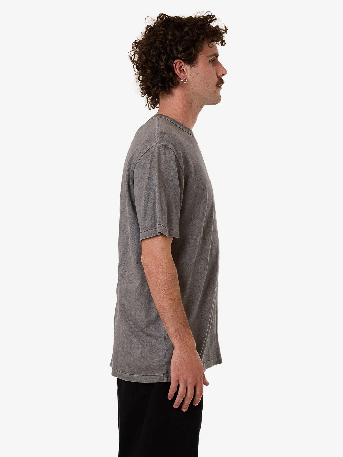 Hemp Thrills Embro Contrast Stitch Merch Fit Tee - Grey Ash