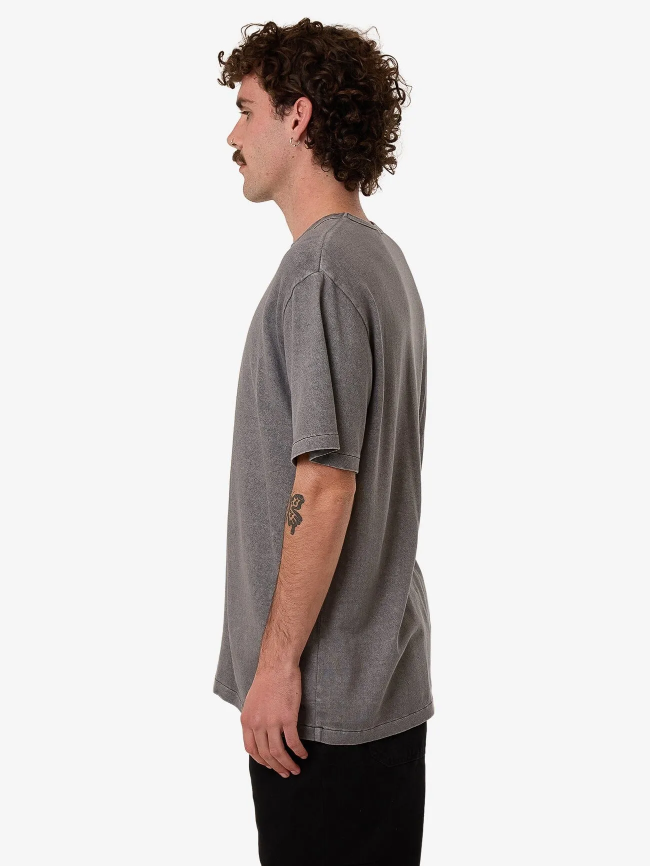 Hemp Thrills Embro Contrast Stitch Merch Fit Tee - Grey Ash