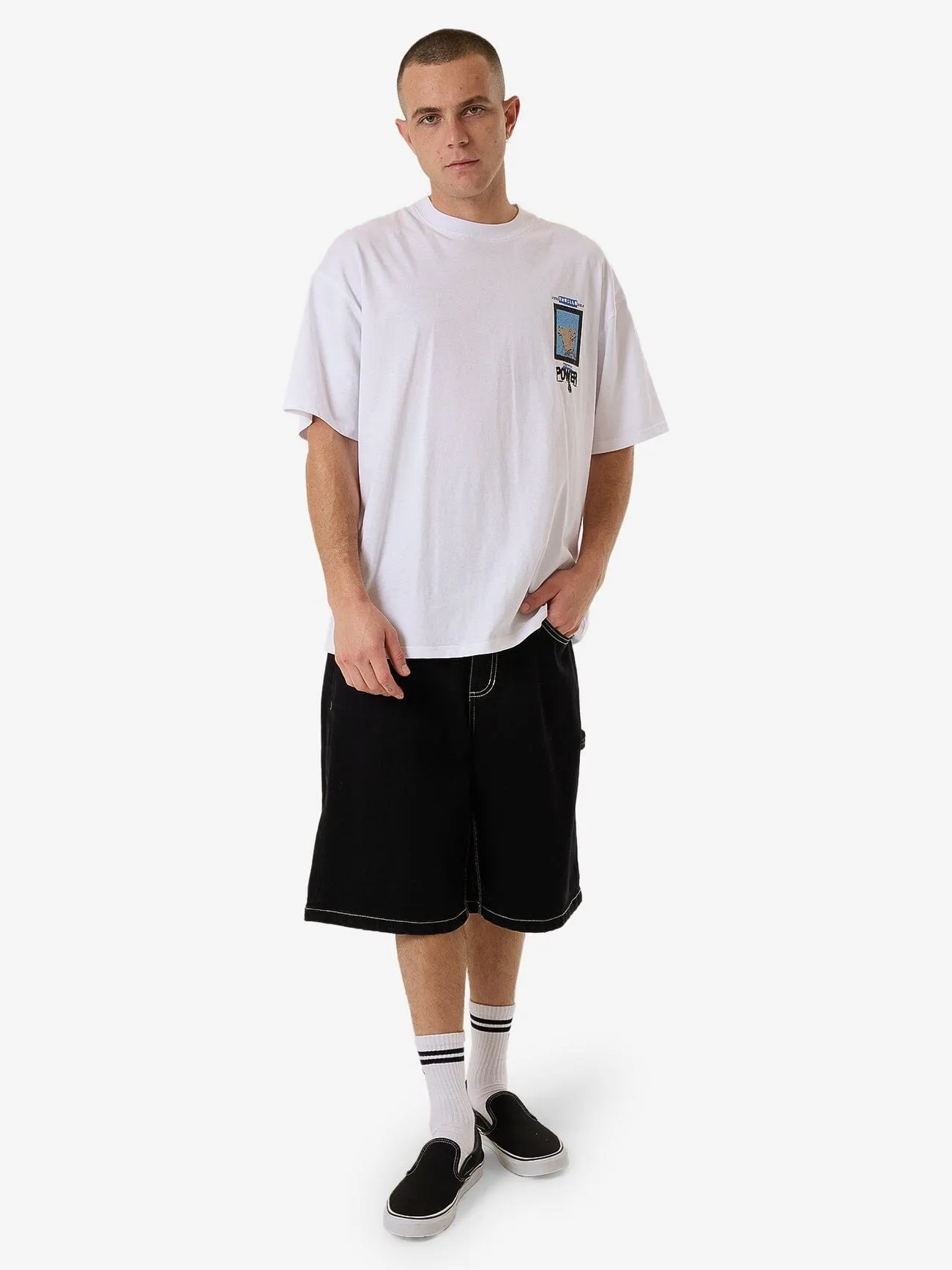 High Power Box Fit Oversize Tee - White