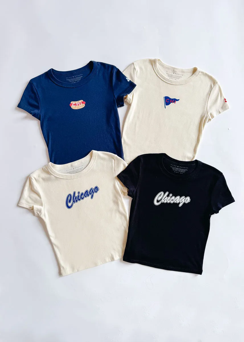 Hot Dog Icon Baby Tee - Navy