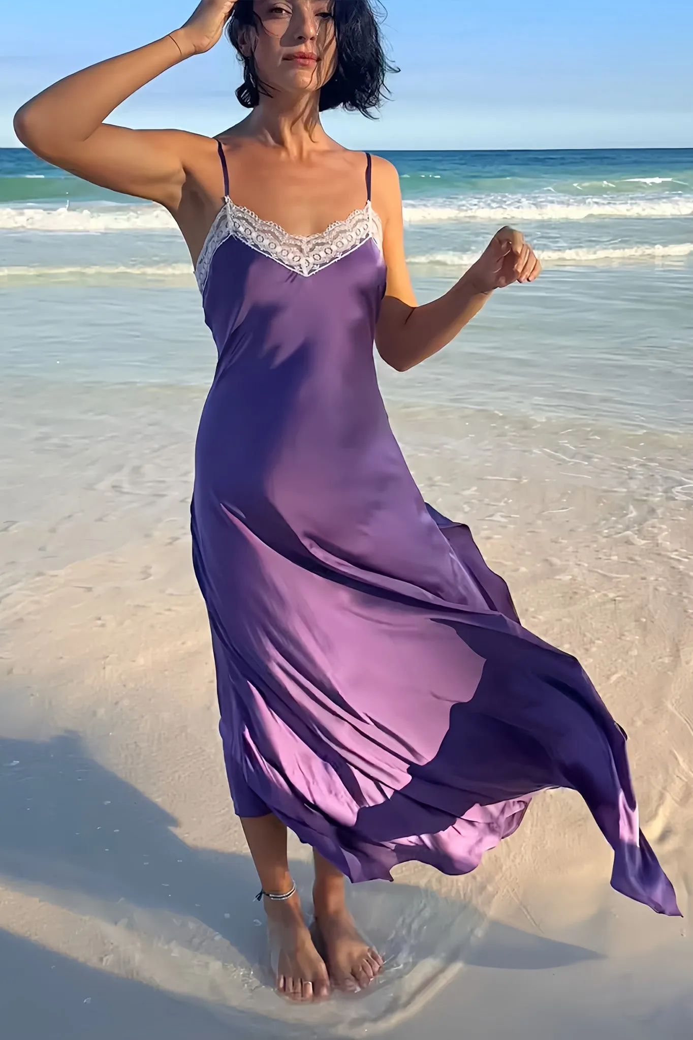 Jacquelyn Silk Silk slip dress -Plum