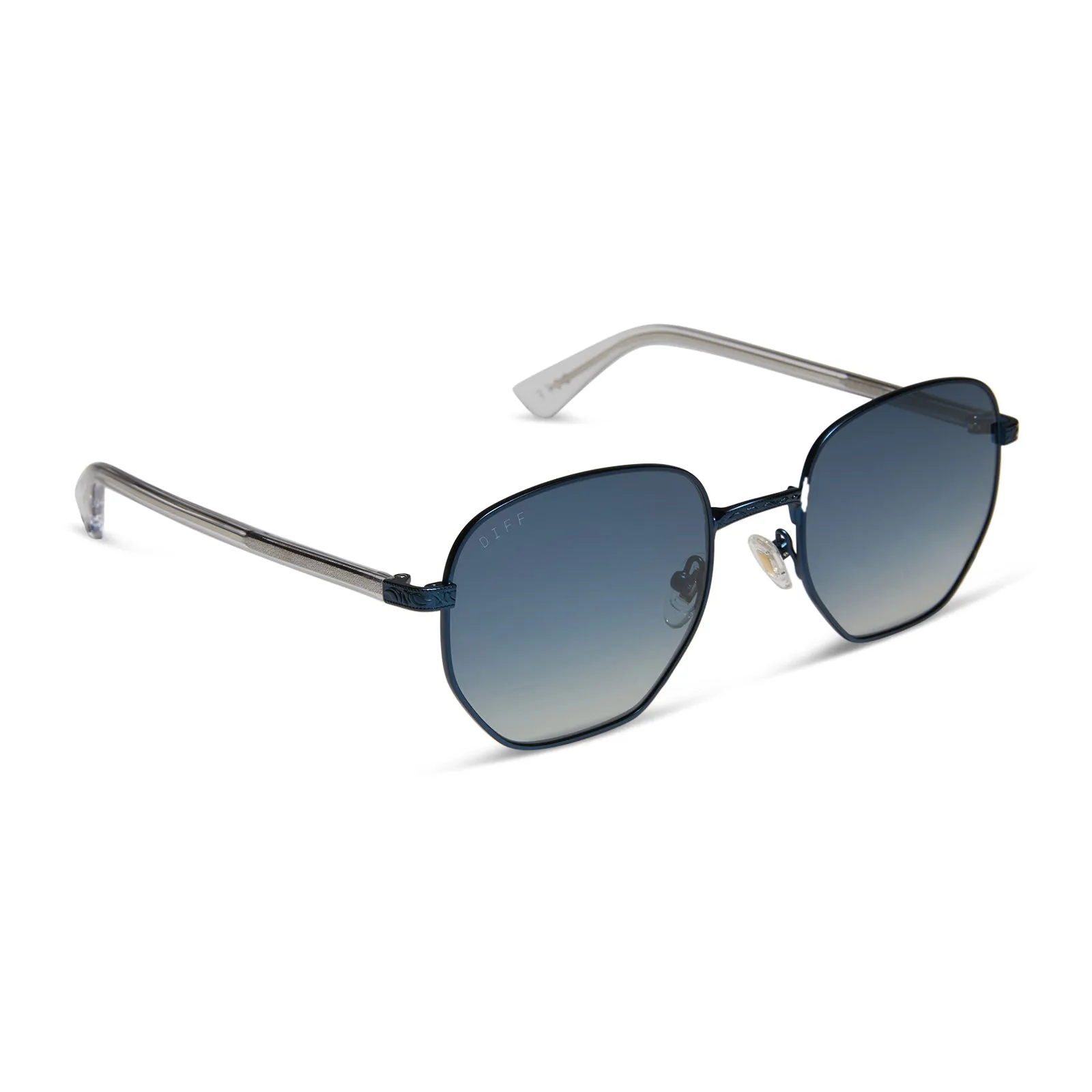 JESSIE JAMES DECKER - JJD   DEEP NAVY METAL   AEGEAN BLUE FLASH SUNGLASSES