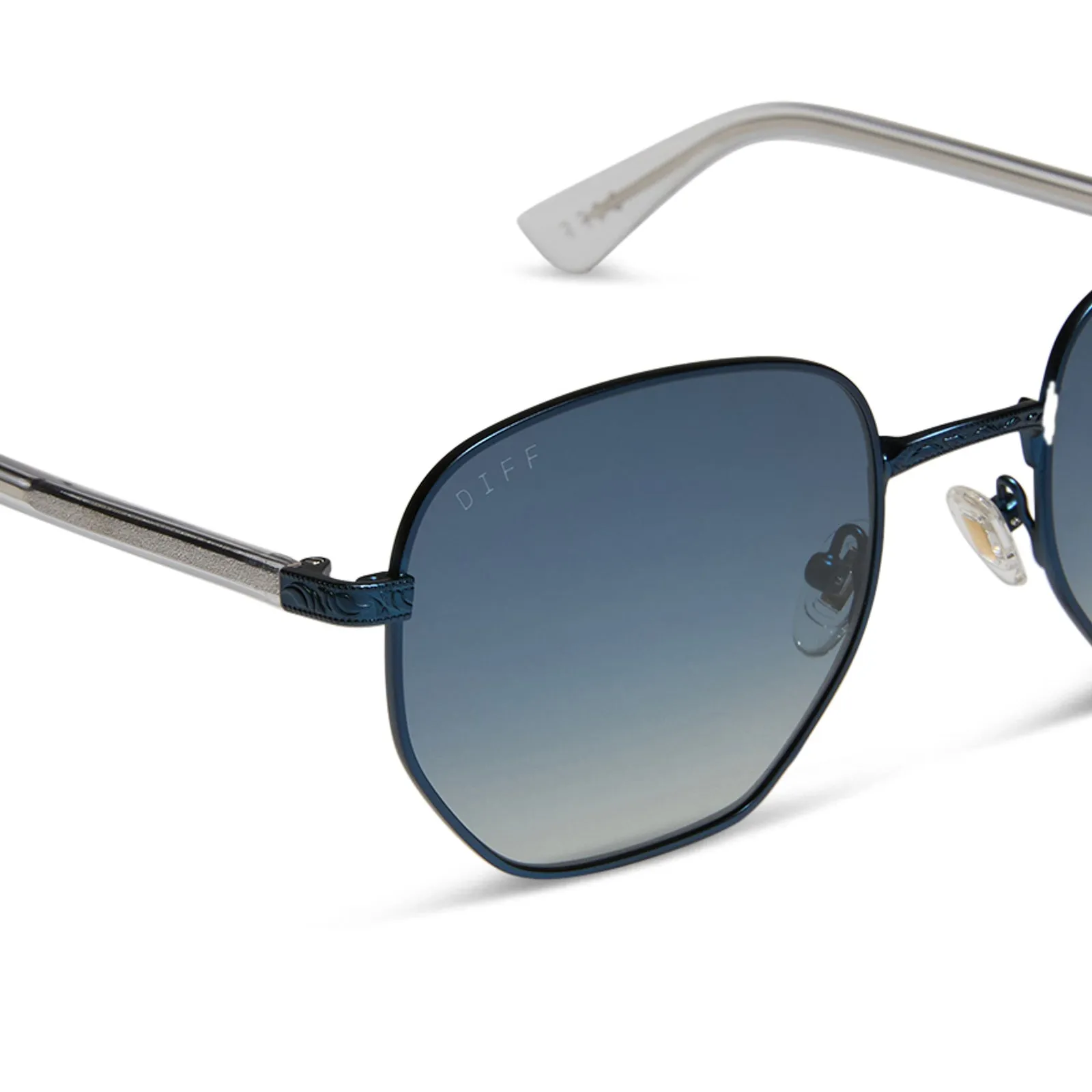 JESSIE JAMES DECKER - JJD   DEEP NAVY METAL   AEGEAN BLUE FLASH SUNGLASSES